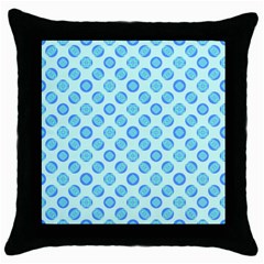 Pastel Turquoise Blue Retro Circles Throw Pillow Case (black) by BrightVibesDesign