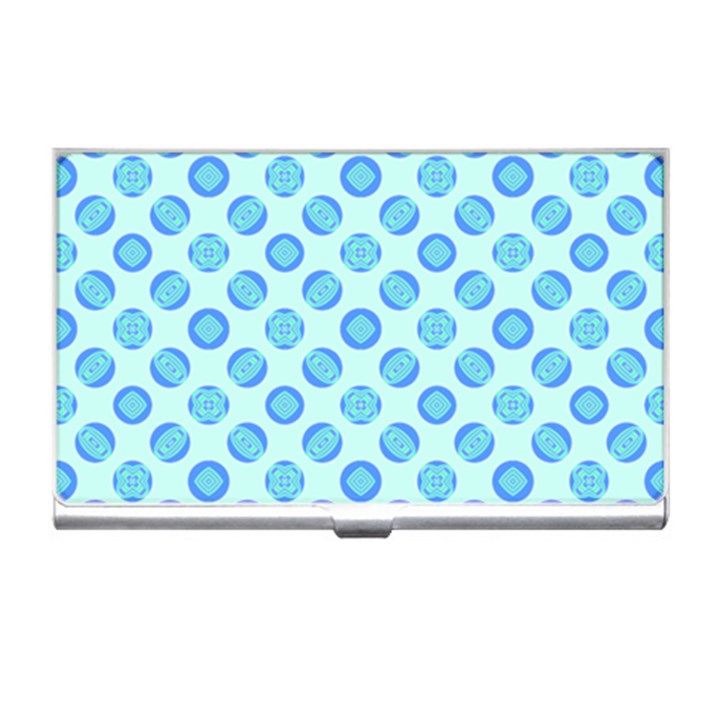 Pastel Turquoise Blue Retro Circles Business Card Holders