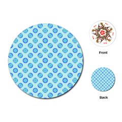 Pastel Turquoise Blue Retro Circles Playing Cards (round)  by BrightVibesDesign