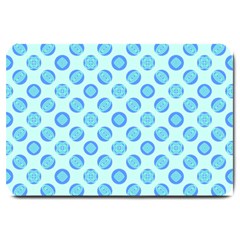 Pastel Turquoise Blue Retro Circles Large Doormat  by BrightVibesDesign