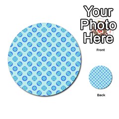 Pastel Turquoise Blue Retro Circles Multi-purpose Cards (round)  by BrightVibesDesign