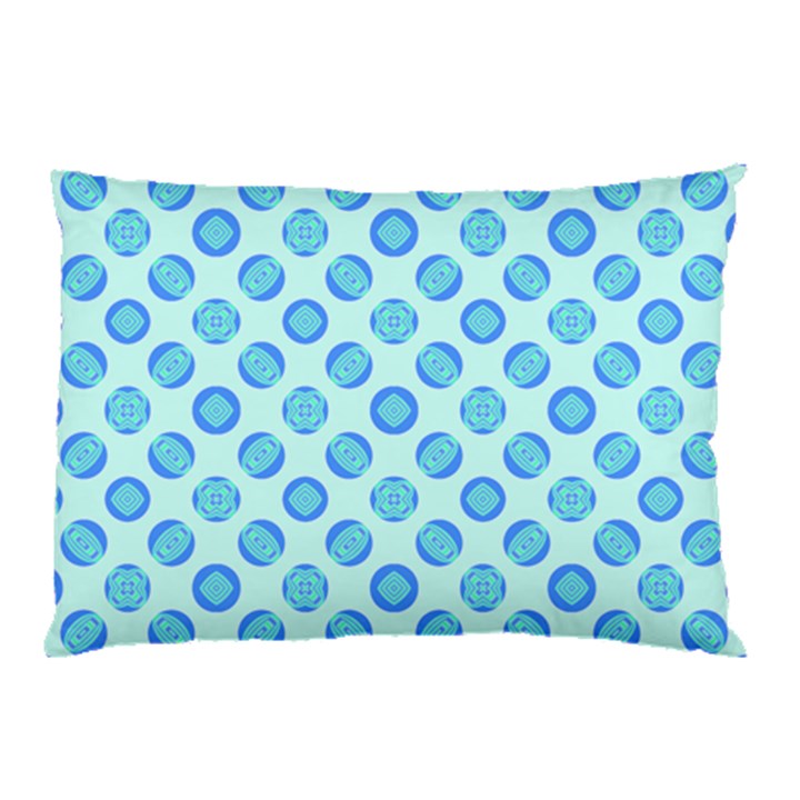 Pastel Turquoise Blue Retro Circles Pillow Case