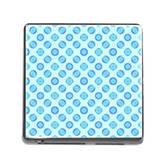 Pastel Turquoise Blue Retro Circles Memory Card Reader (square) by BrightVibesDesign