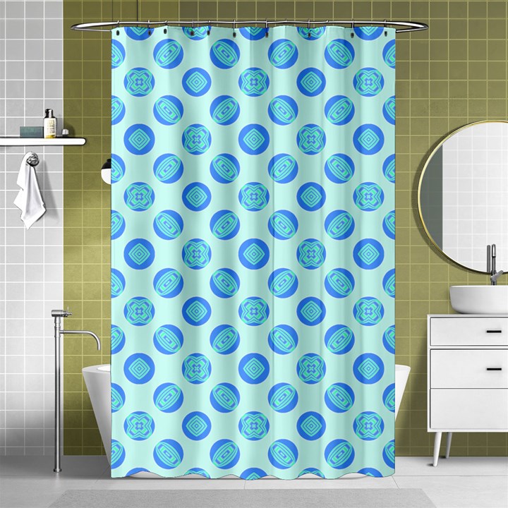 Pastel Turquoise Blue Retro Circles Shower Curtain 48  x 72  (Small) 