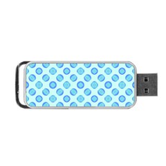 Pastel Turquoise Blue Retro Circles Portable Usb Flash (two Sides)