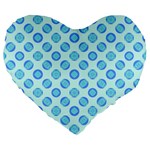 Pastel Turquoise Blue Retro Circles Large 19  Premium Heart Shape Cushions Front