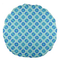 Pastel Turquoise Blue Retro Circles Large 18  Premium Flano Round Cushions