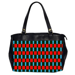 Black Red Rectangles Pattern                                                          Oversize Office Handbag (2 Sides)