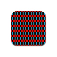 Black Red Rectangles Pattern                                                          			rubber Square Coaster (4 Pack