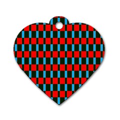 Black Red Rectangles Pattern                                                          			dog Tag Heart (one Side) by LalyLauraFLM