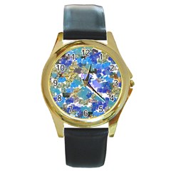 Mixed Brushes                                                           			round Gold Metal Watch by LalyLauraFLM