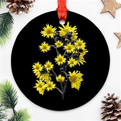 Sunflowers Over Black Ornament (round)  by dflcprints