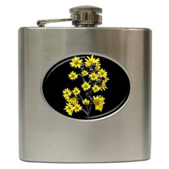 Sunflowers Over Black Hip Flask (6 Oz) by dflcprints