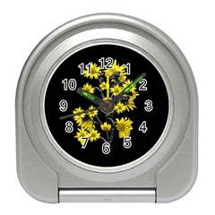 Sunflowers Over Black Travel Alarm Clocks by dflcprints