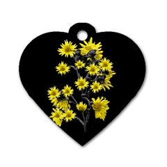 Sunflowers Over Black Dog Tag Heart (one Side) by dflcprints