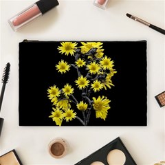 Sunflowers Over Black Cosmetic Bag (large)  by dflcprints