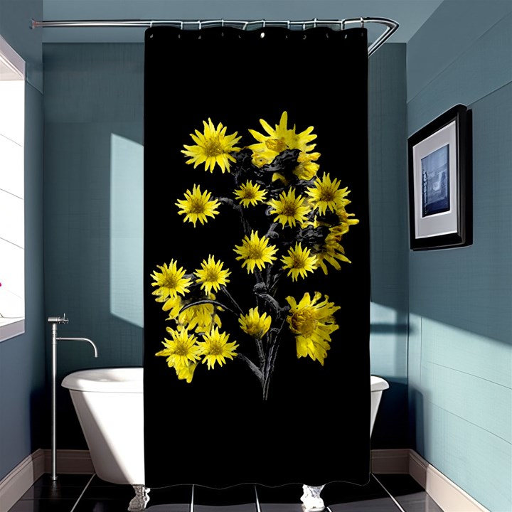 Sunflowers Over Black Shower Curtain 36  x 72  (Stall) 