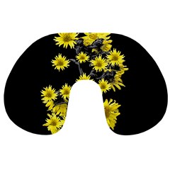 Sunflowers Over Black Travel Neck Pillows