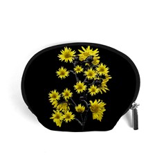 Sunflowers Over Black Accessory Pouches (small)  by dflcprints