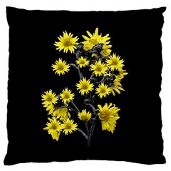 Sunflowers Over Black Large Flano Cushion Case (one Side) by dflcprints