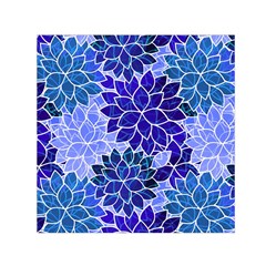 Azurite Blue Flowers Small Satin Scarf (square) by KirstenStar