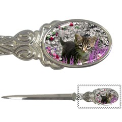 Emma In Flowers I, Little Gray Tabby Kitty Cat Letter Openers by DianeClancy