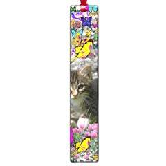 Emma In Butterflies I, Gray Tabby Kitten Large Book Marks by DianeClancy