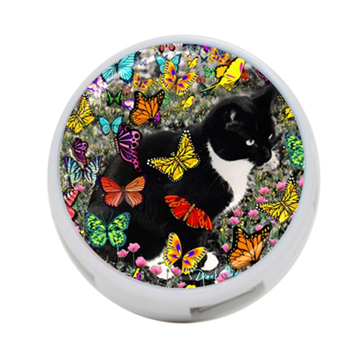 Freckles In Butterflies I, Black White Tux Cat 4-Port USB Hub (Two Sides) 