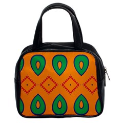 Rhombus And Leaves                                                                Classic Handbag (two Sides)