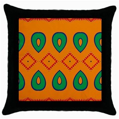 Rhombus And Leaves                                                                			throw Pillow Case (black) by LalyLauraFLM