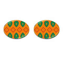 Rhombus And Leaves                                                                			cufflinks (oval) by LalyLauraFLM