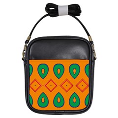 Rhombus And Leaves                                                                			girls Sling Bag by LalyLauraFLM