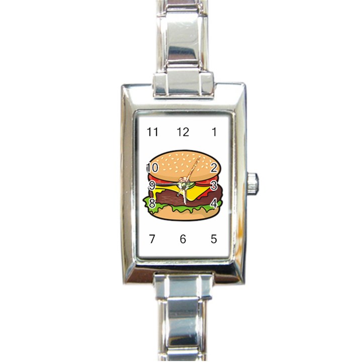 Cheeseburger Rectangle Italian Charm Watch