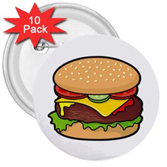 Cheeseburger 3  Buttons (10 Pack)  by sifis