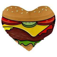 Cheeseburger Large 19  Premium Heart Shape Cushions