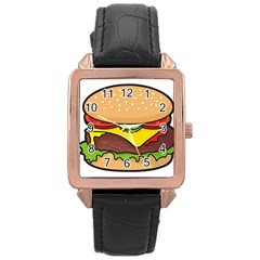 Cheeseburger Rose Gold Leather Watch 