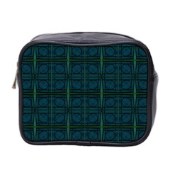 Dark Blue Teal Mod Circles Mini Toiletries Bag 2-side by BrightVibesDesign