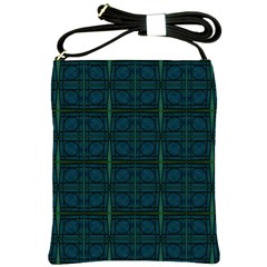 Dark Blue Teal Mod Circles Shoulder Sling Bags by BrightVibesDesign