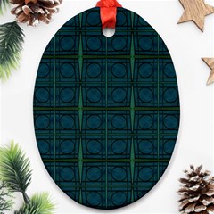 Dark Blue Teal Mod Circles Ornament (oval)  by BrightVibesDesign