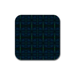 Dark Blue Teal Mod Circles Rubber Square Coaster (4 Pack)  by BrightVibesDesign