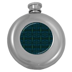 Dark Blue Teal Mod Circles Round Hip Flask (5 Oz) by BrightVibesDesign