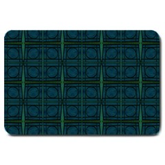 Dark Blue Teal Mod Circles Large Doormat  by BrightVibesDesign