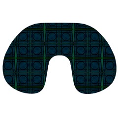 Dark Blue Teal Mod Circles Travel Neck Pillows