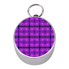 Bright Pink Mod Circles Mini Silver Compasses