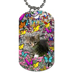 Emma In Butterflies I, Gray Tabby Kitten Dog Tag (two Sides) by DianeClancy