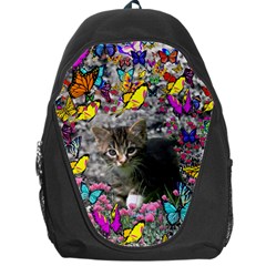 Emma In Butterflies I, Gray Tabby Kitten Backpack Bag by DianeClancy