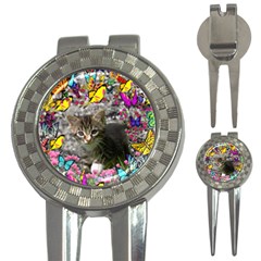 Emma In Butterflies I, Gray Tabby Kitten 3-in-1 Golf Divots by DianeClancy