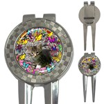 Emma In Butterflies I, Gray Tabby Kitten 3-in-1 Golf Divots Front