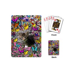 Emma In Butterflies I, Gray Tabby Kitten Playing Cards (mini)  by DianeClancy