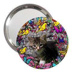 Emma In Butterflies I, Gray Tabby Kitten 3  Handbag Mirrors by DianeClancy